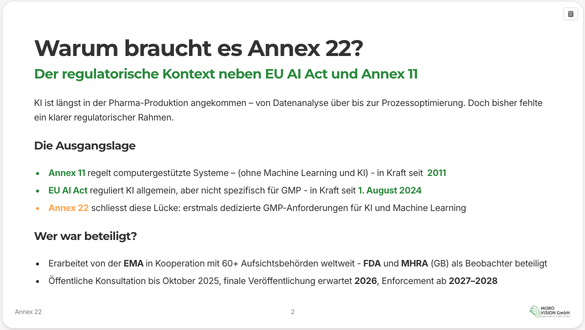 Workshop-Folie: EU Annex 22