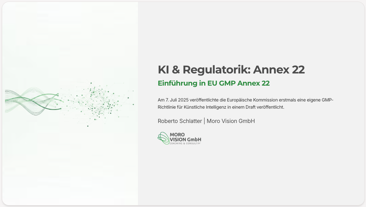 Workshop: KI Regulatorik EU Annex 22